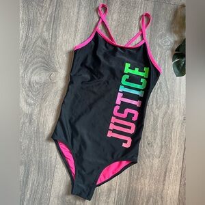 Justice rainbow logo swimsuit